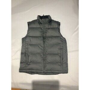 Eddie Bauer EB650 Down Puffer Vest Mens Medium Gray Full Zip Outdoors Ski Casual